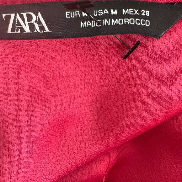 ZARA M Vintage-Inspired Fuchsia Dress Button Front & Long Sleeves - Picture 3 of 15
